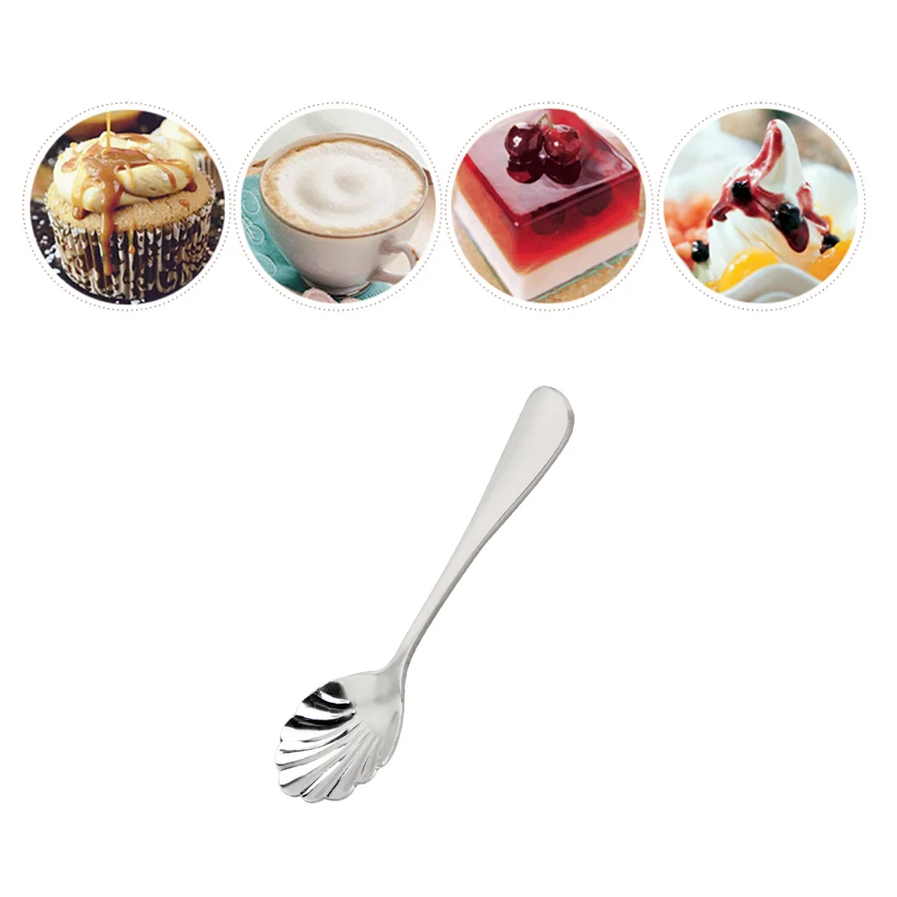 

Spoon Spoons Shell Stainless Steel Dessert Coffee Ice Shaped Espresso Cream Tea Smallsugar Mini Cake Metal Teaspoon Dinner Jelly