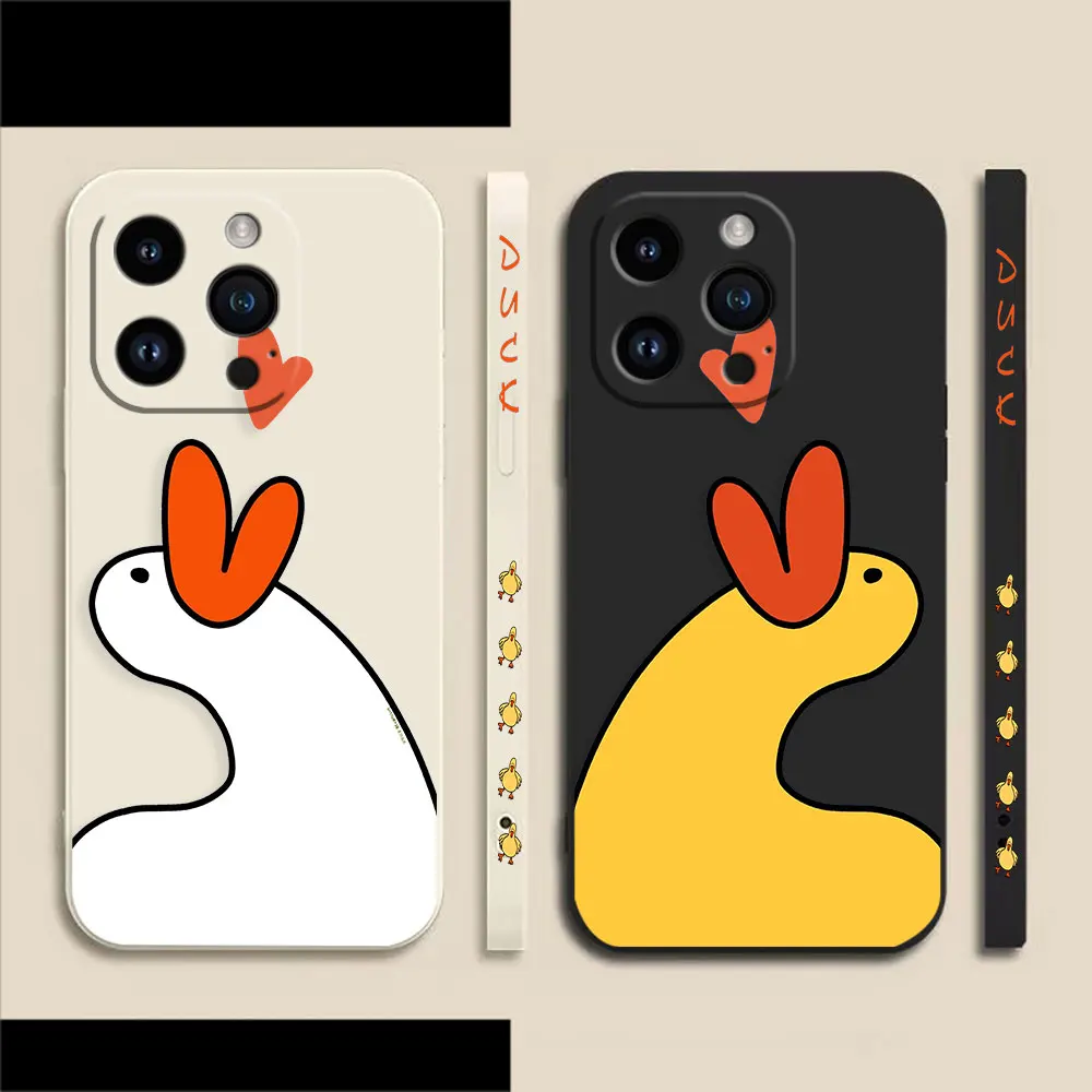 

Cute Duck Lover Phone Case For Apple iPhone 14 13 12 11 Pro XS Max Mini X XR SE 7 8 6 6S Plus Colour Liquid Case Cover Funda