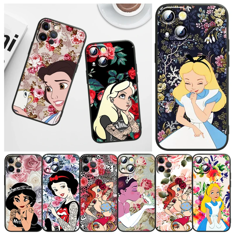 

Phone Case For Apple iPhone 14 13 12 11 mini 8 7 XS XR X SE 2020 Pro Max Plus Armour Animation Alice Princess Black Cover