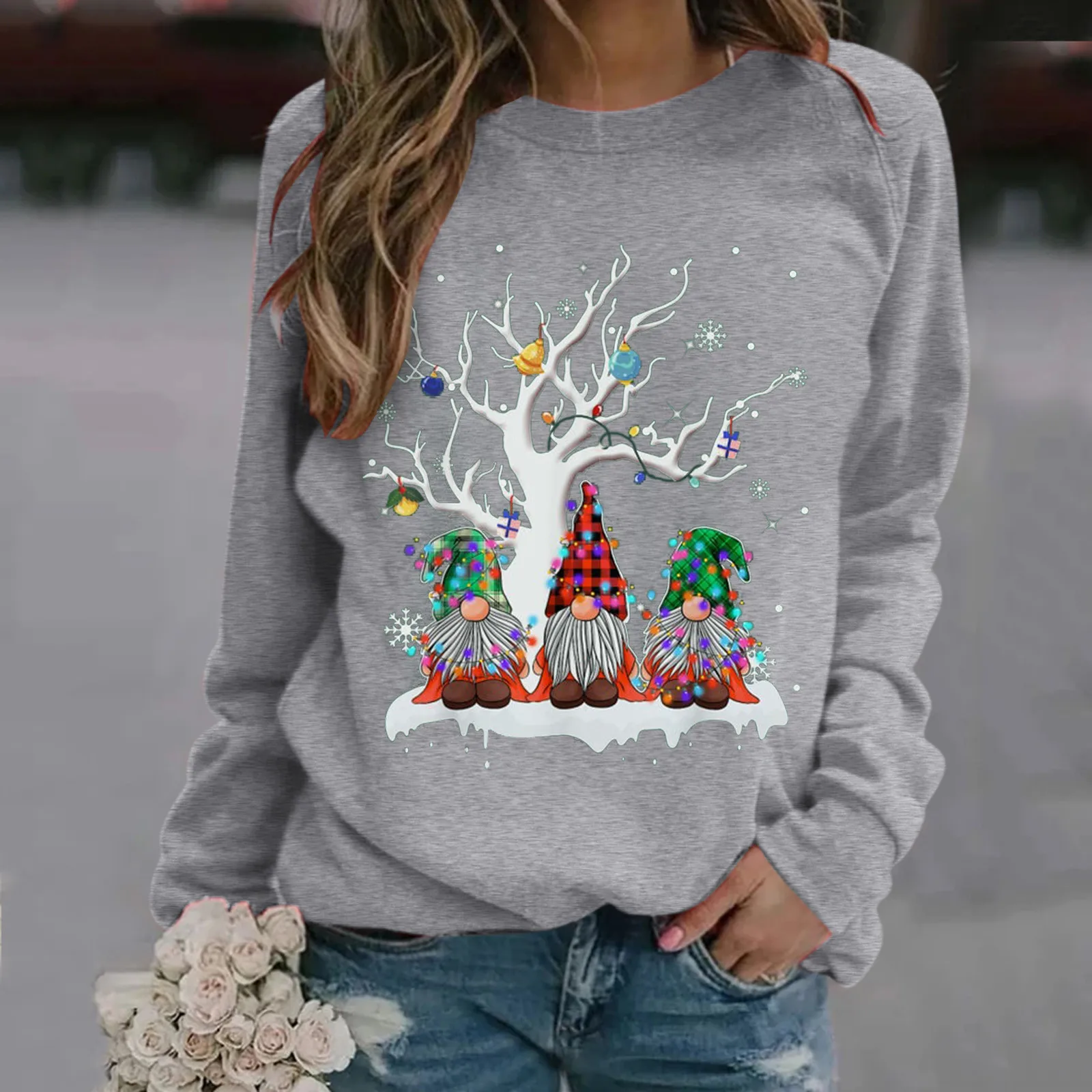 

Women's Long Sleeve Sweatshirt Printed Top Casual Pullover Christmas Women's Hoodie Zip up Ladies Sweatshirt