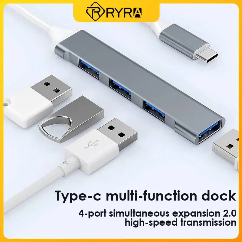 

RYRA 4Port USB 3.0 Hub USB Hub High Speed Type C Splitter 5Gbps For PC Computer Accessories Multiport HUB 4 USB 3.0 2.0 Ports