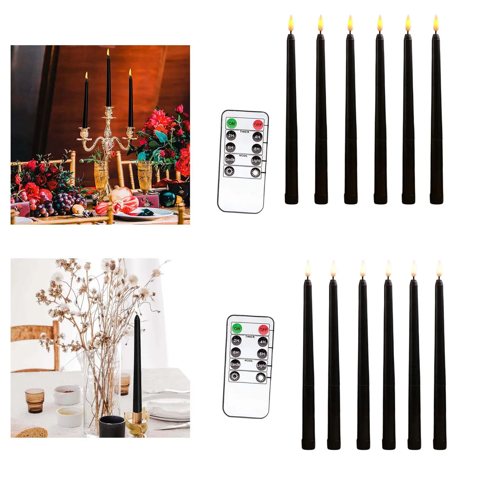 

Реалистичные светодиодный конические свечи, 6 шт., беспламенные мерцающие конусные свечи, оконные свечи для фотографий, праздников