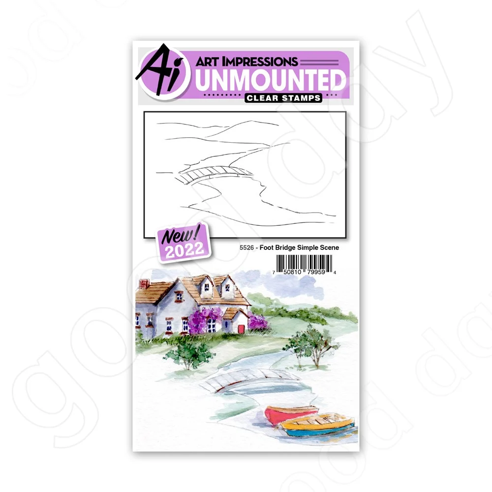 

Arrival 2022 New Watercolor Foot Bridge Simple Scene Stamps Scrapbook Used for Diary Decoration Template Diy Card Handmade