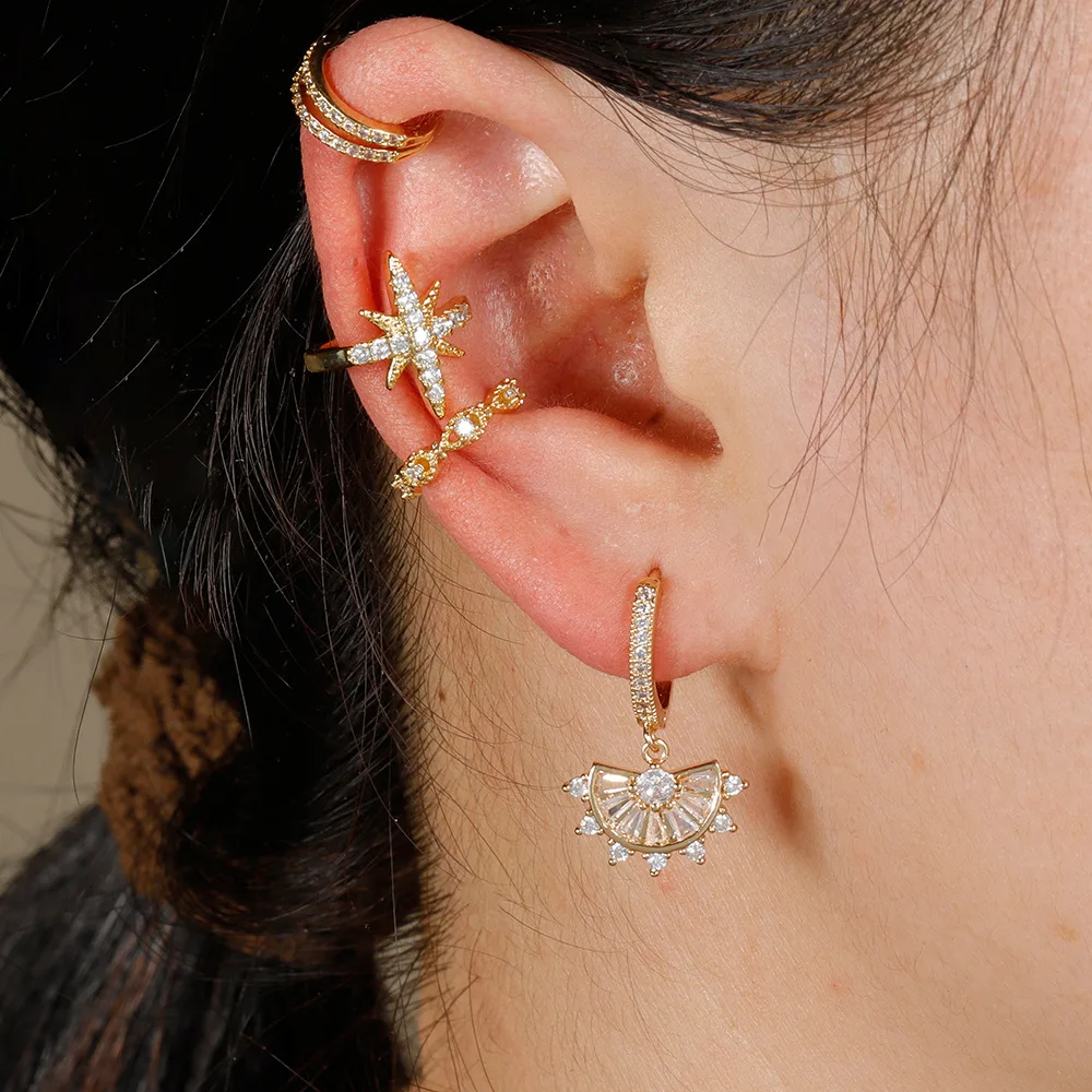 1 шт. модные темпераментные простые серьги нишевой дизайн Цирконий звезды