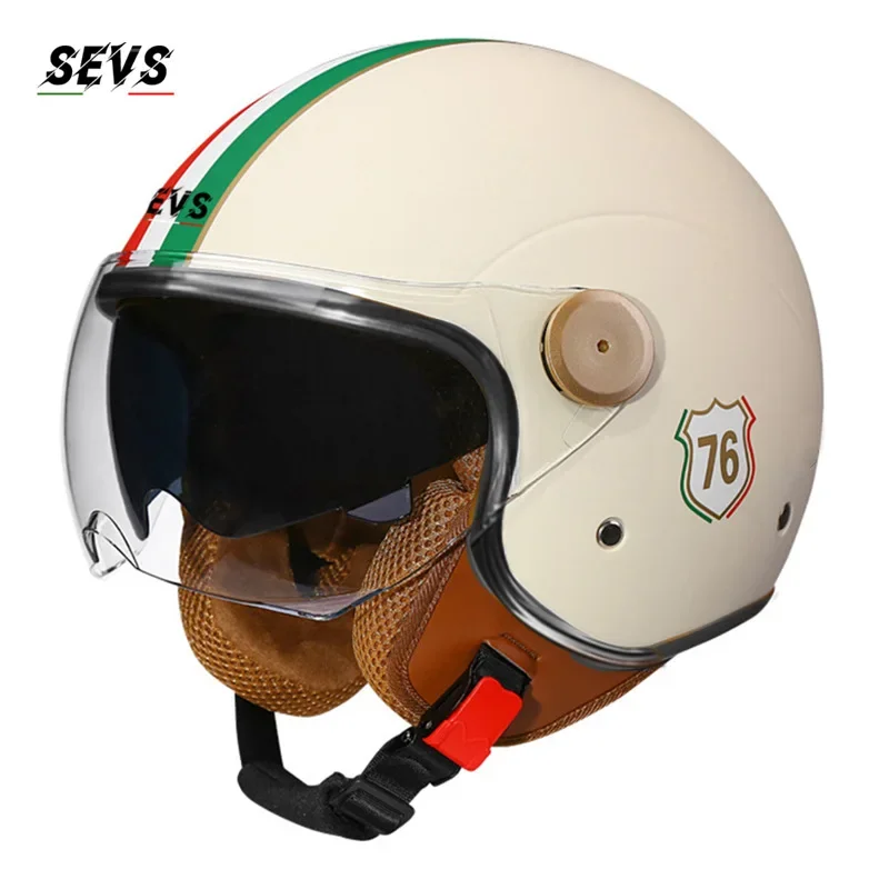 

ГОРЯЧИЙ Four Seasons Мужчины Женщины Мотоциклетный Шлем Байкер 3/4 Открытый Лицевой Шлем Ретро Электрический Велосипед Скутер ABS Shell Мото Шлем DOT