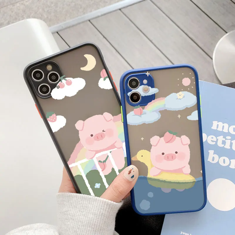 

Cute Naughty Pink Pig Cartoon Phone Case For iPhone 7 8 14 Plus SE2 14 11 13 12 Pro Max Mini For iPhone X XS XR Shockproof Cover