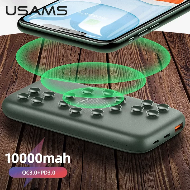 

USAMS Wireless Charger Power Bank QC 3.0 PD Fast Charging External Battery Charger Powerbank For Xiaomi/iphone/Huawei Mobile