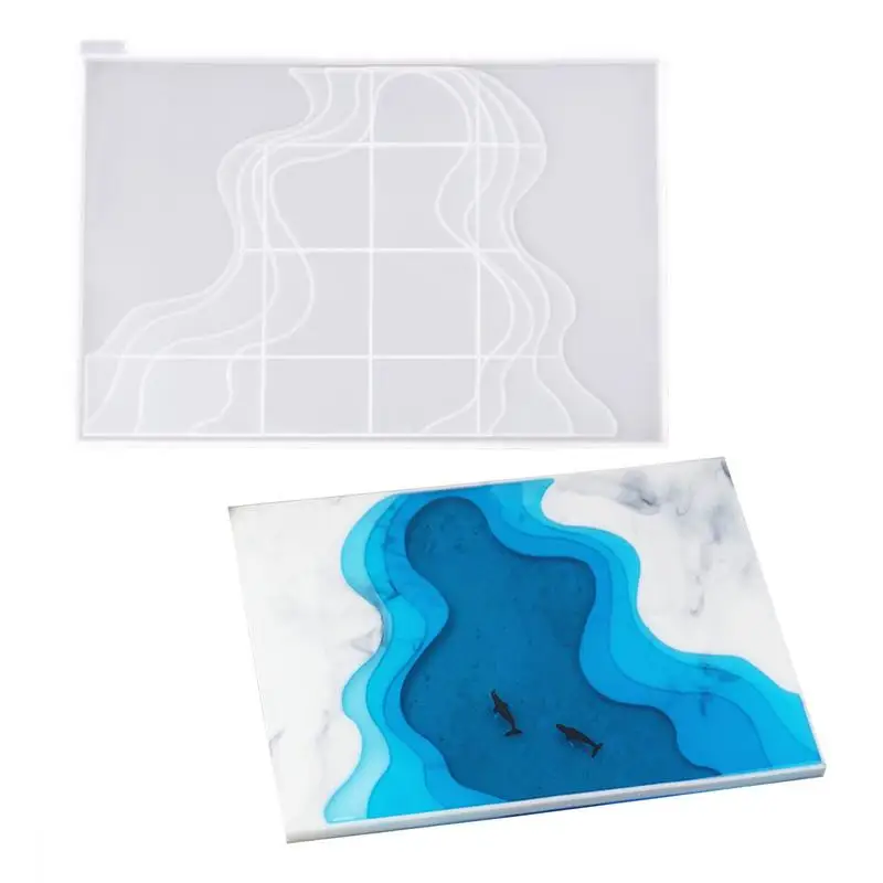 

Silicone Coaster Resin Molds Irregular Terrace Coaster And Tray Resin Molds Silicone Set Resin Tray Mold Silicone & 4Pcs Coaster