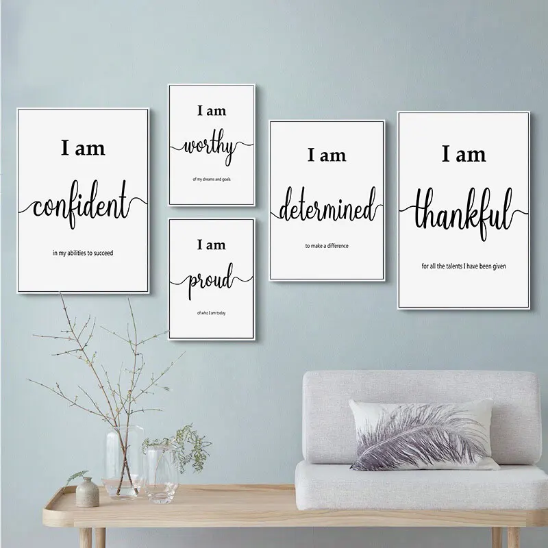 

Simple Black White Inspiring Quotes Canvas Painting Prints Modern Wall Decorative Posters for Living Room Bedroom Home Art Decor