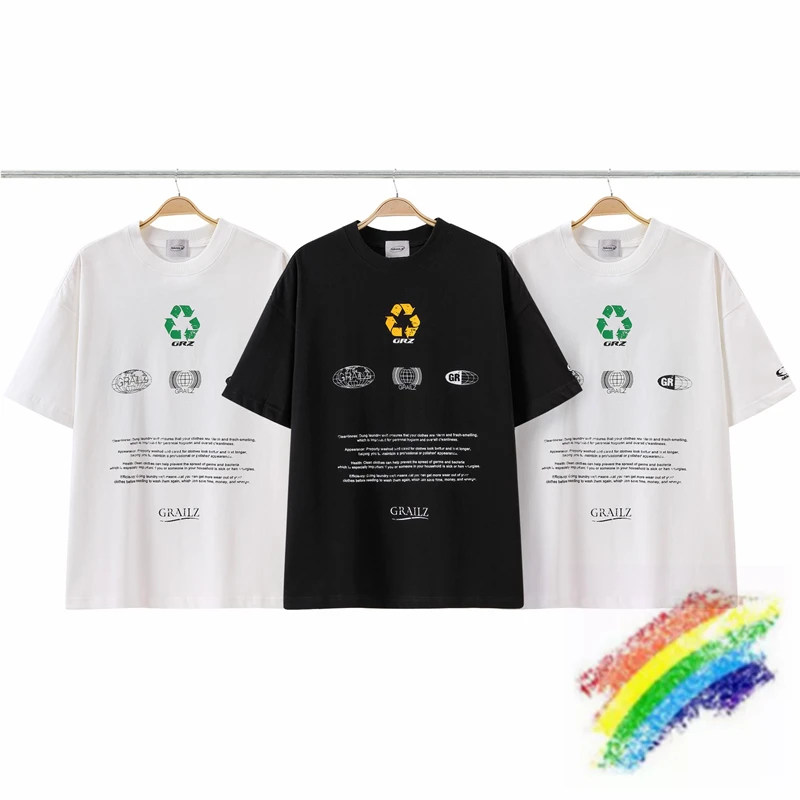 

Винтажная Футболка Grailz GRZ с надписью со стрелками для мужчин и женщин, 1:1, лучшее качество, Повседневная футболка оверсайз