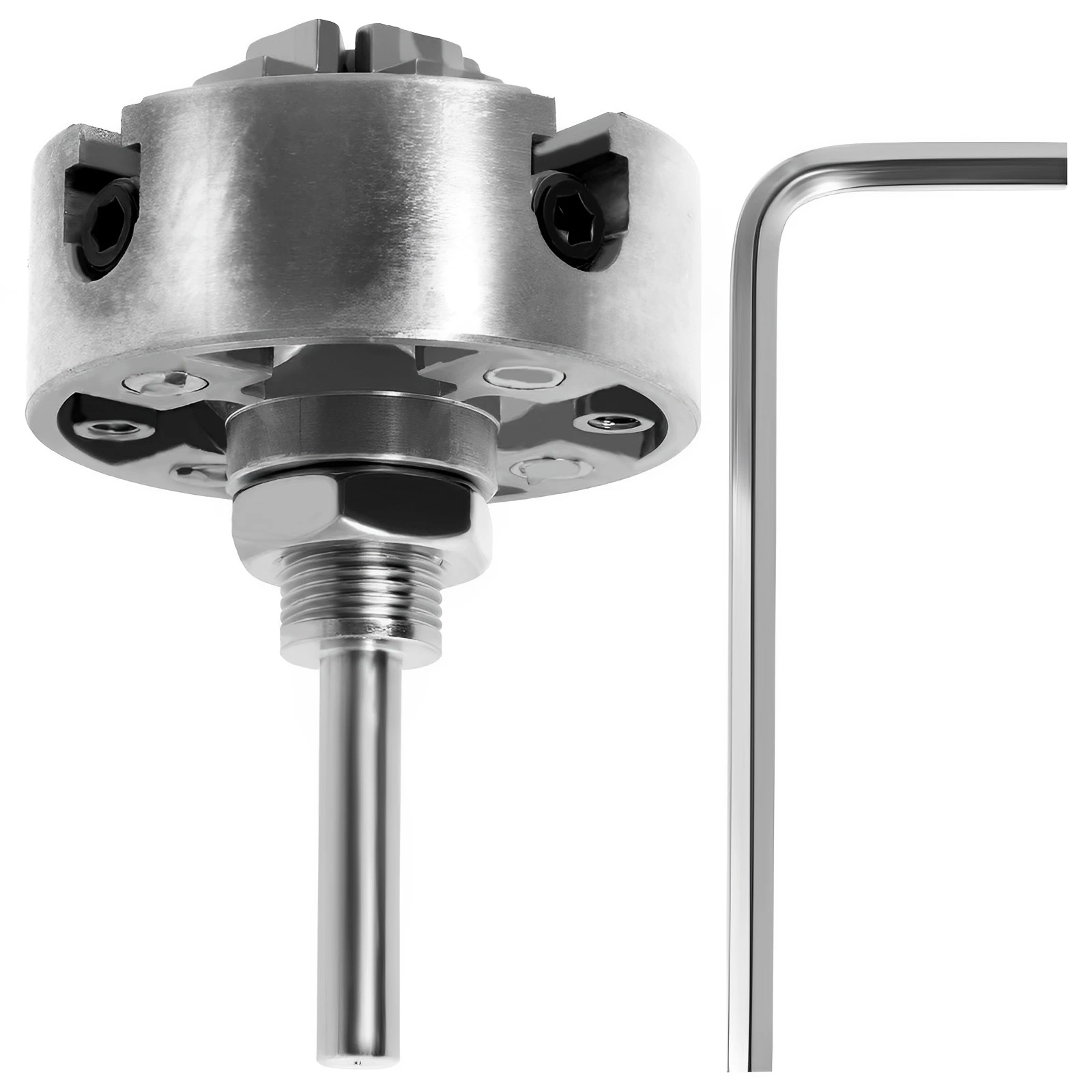 

4-кулачковый токарный патрон в комплекте, самоцентрирующийся токарный патрон из цинкового сплава с гаечным ключом и соединительным стержнем, прочный мини-металлический токарный патрон