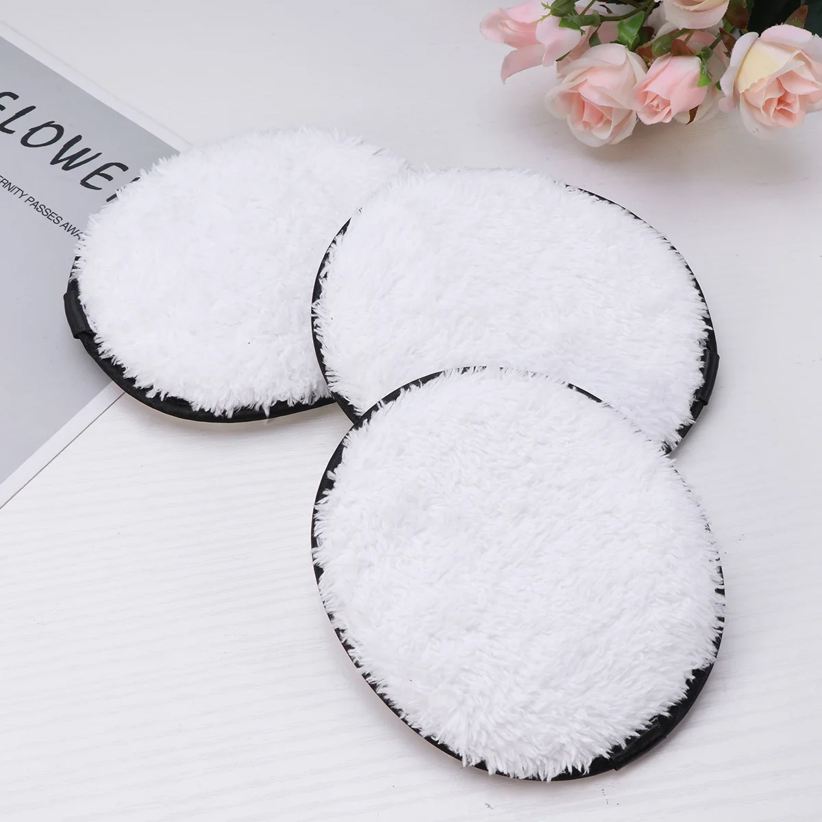 

3pcs Makeup Remover Puffs Microfiber Towel Cloth Pads Face Cleansing Reusable Washable Wipe Pads Natural Remover Lazy