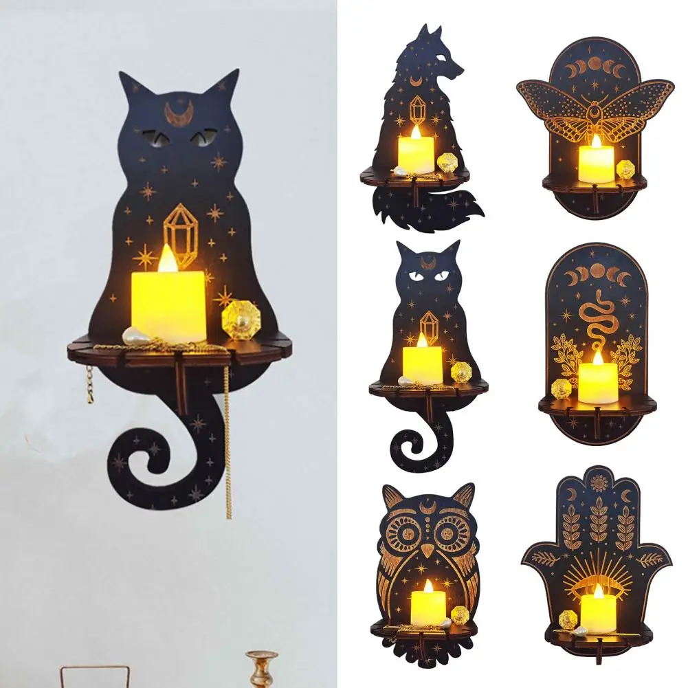 

Wooden Wall Display Stand for Pendulum Vintage Handcrafted Wood Accent Shelf Hanging Pendant Candlestick Decor Home Supplies