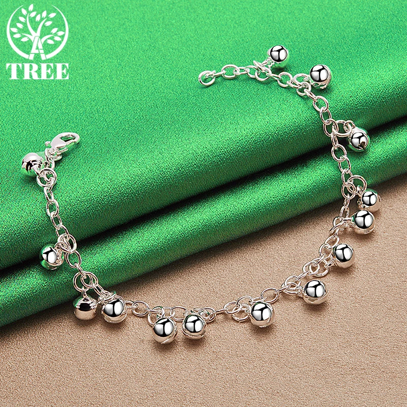 Браслет женский из серебра 925 пробы с маленьким колокольчиком 20 см