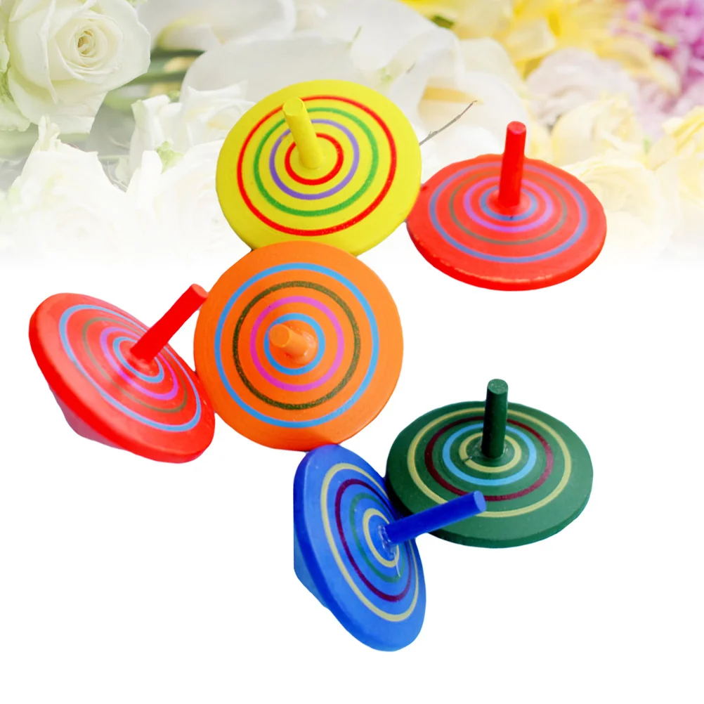 

Wooden Kidstoys Woodkindergartengyroscopes Toy Painted Rainbow Standard Educational Peg
