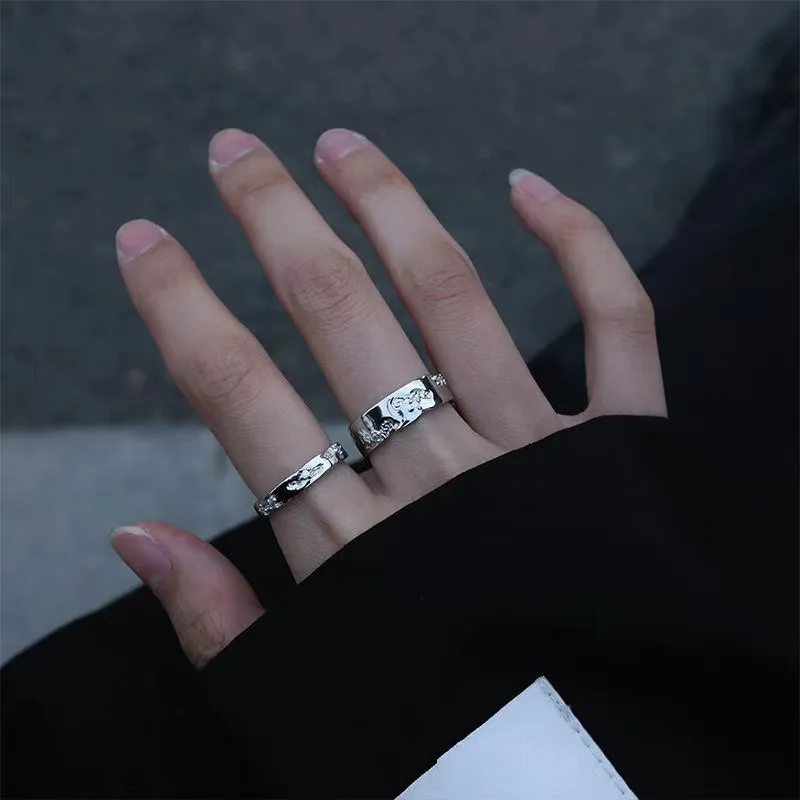

2Pcs/1Bag New Minimalist Fashion Silver Circle Ring for Women Girl Jewelry Gift