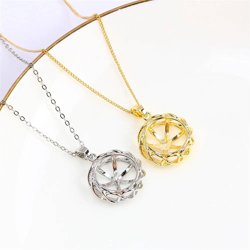 

Внутреннее 14-каратное позолоченное круглое открытое жемчужное уникальное ожерелье с подвеской пустые аксессуары «сделай сам» для женщин