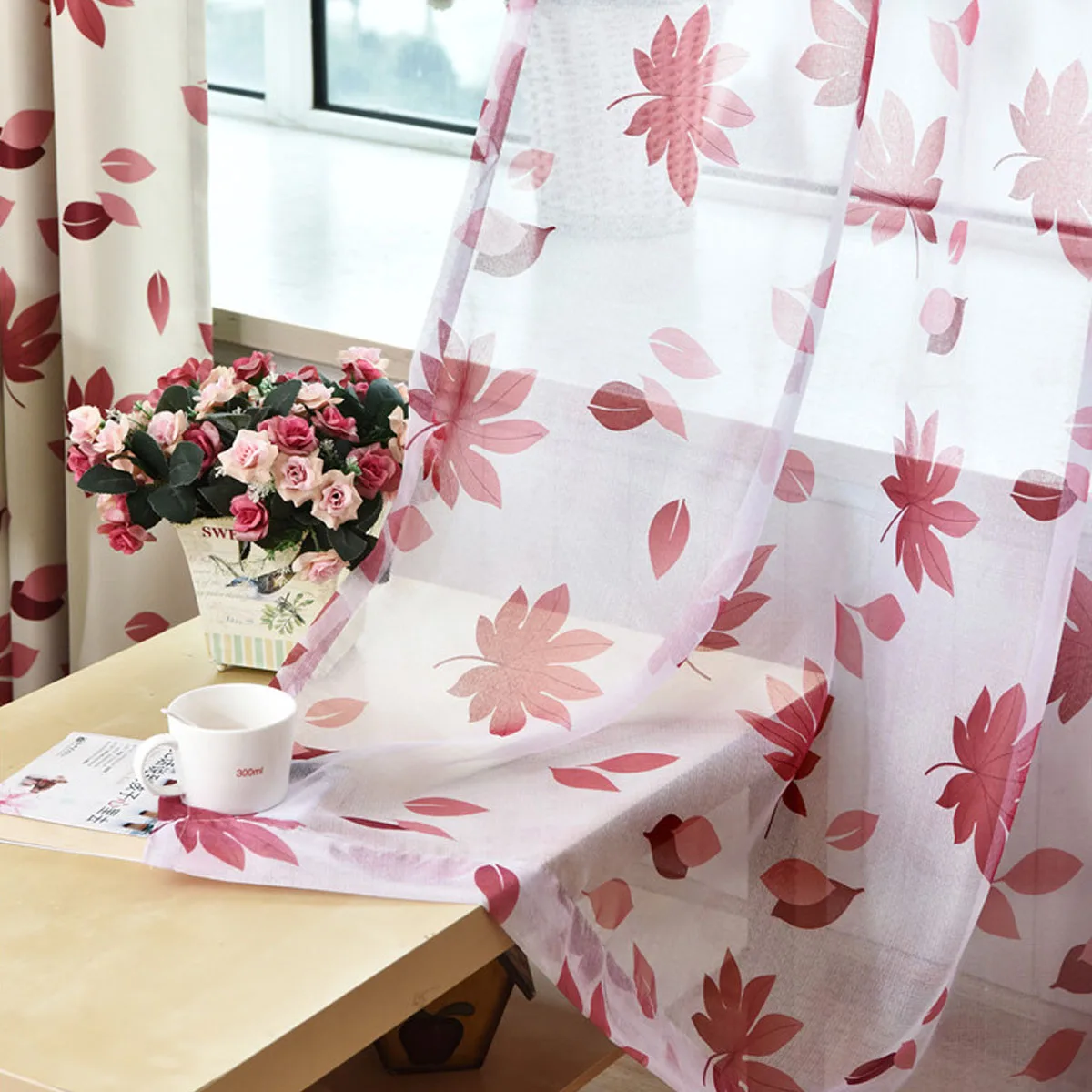 Затемняющие шторы с красными кленовыми листьями для гостиной спальни оконные