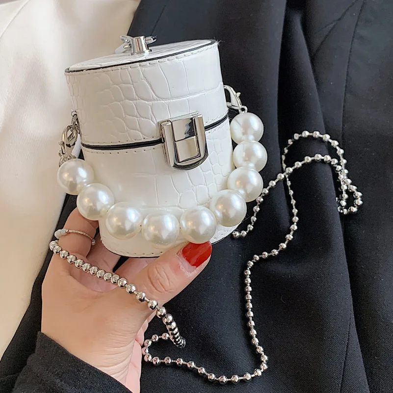 

Mini Sweet Bag Women's Bag 2022 New Fashion PU Leather Messenger Bag Versatile Pearl Chain Bag Girls Small Bags