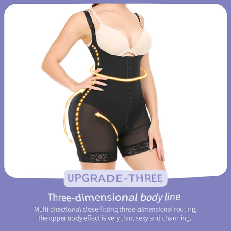Women Body Shaping Bodysuit Slimming Underbust U Push Up Vest Tummy Control Hip Enhancer Shapewear Zipper Crotch Waist Trainer