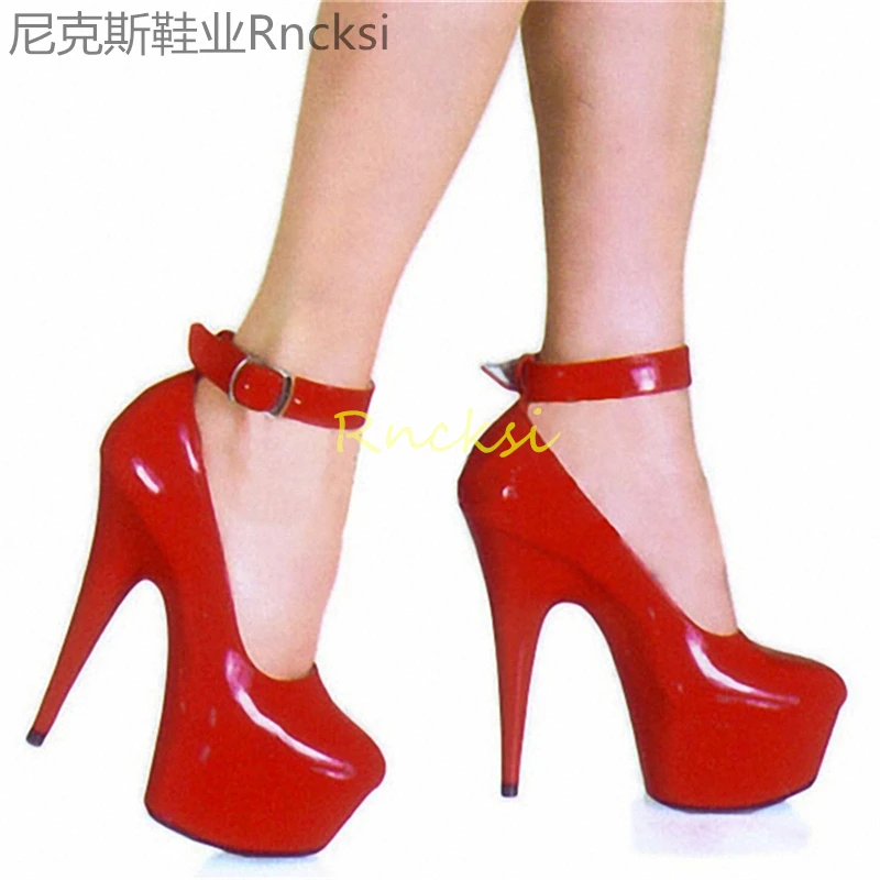 

15cm High-heeled shoes women's new ankle wristband high-heeled round head fashion Joker stiletto heels