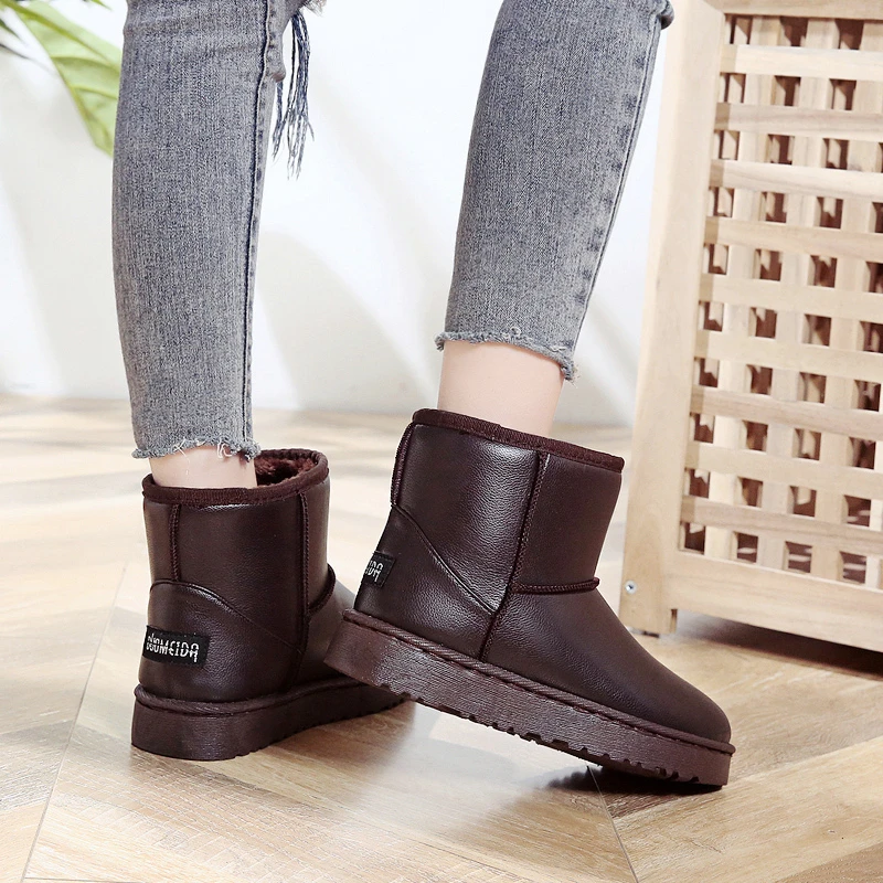 2022 Winter Waterproof Snow Boots Women Slip on Flat Heels Cotton Padded Shoes Woman Warm Thick Plush Ankle Botas Mujer