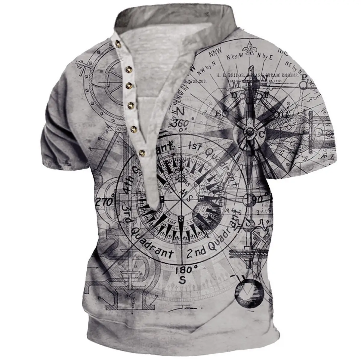Summer Men's Casual Muscle Six Grain Guckle Short Sleeves Crewneck Anchor Graphic 3D Printed Cool Tops Fashion Retro Streetwear