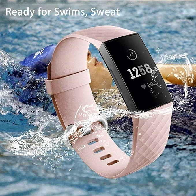 Silicone Strap For Fitbit Charge 4 Strap With TPU Full Screen Protector Case Replacement Watchband For Fitbit Charge 3 Strap