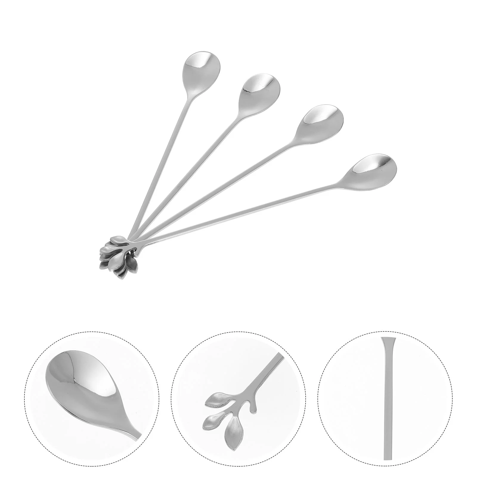 

4pcs Rustproof Ergonomic Convenient Practical Multipurpose Handle Spoons Mixing Spoons