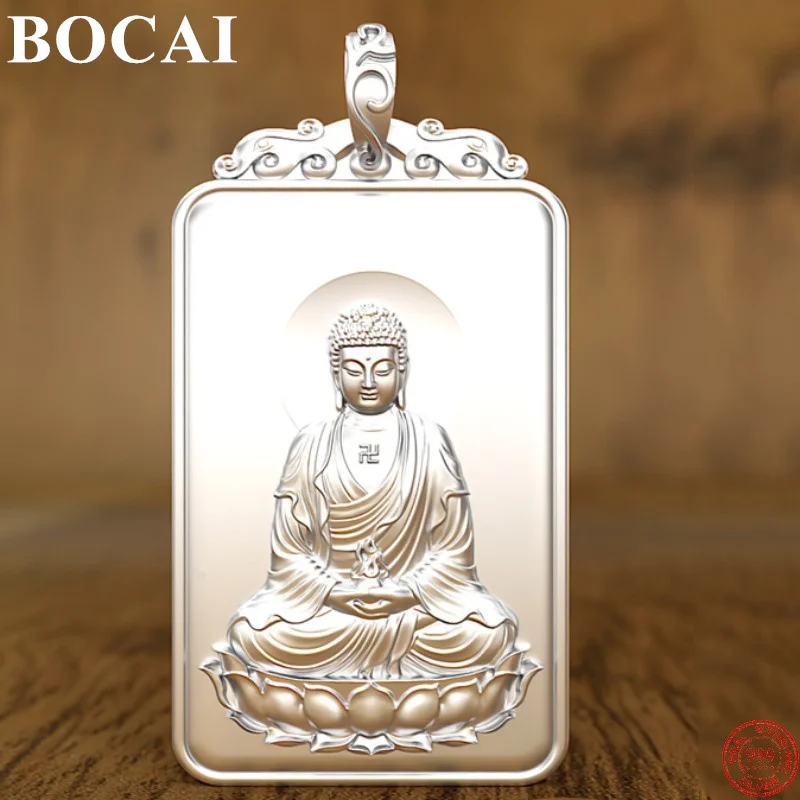 

BOCAI 100% S925 Sterling Silver Pendant 2022 New Fashion Eight Guardian Life Protection Buddha Argentum Amulet for Men Women