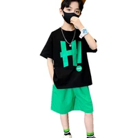 boys summer streetwear clothing sets 2022 fashion letters o neck short sleeve shorts 2 pieces suits teenager clothes 4 14years