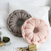 diy chunky yarn hand knot car seat cushion white bed throw pillow cute home decorative doughnut sofa chair back cushions