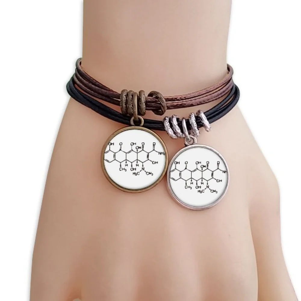

Molecular Organic Chestry Atoc Structure Bracelet Double Leather Rope Wristband Couple Set