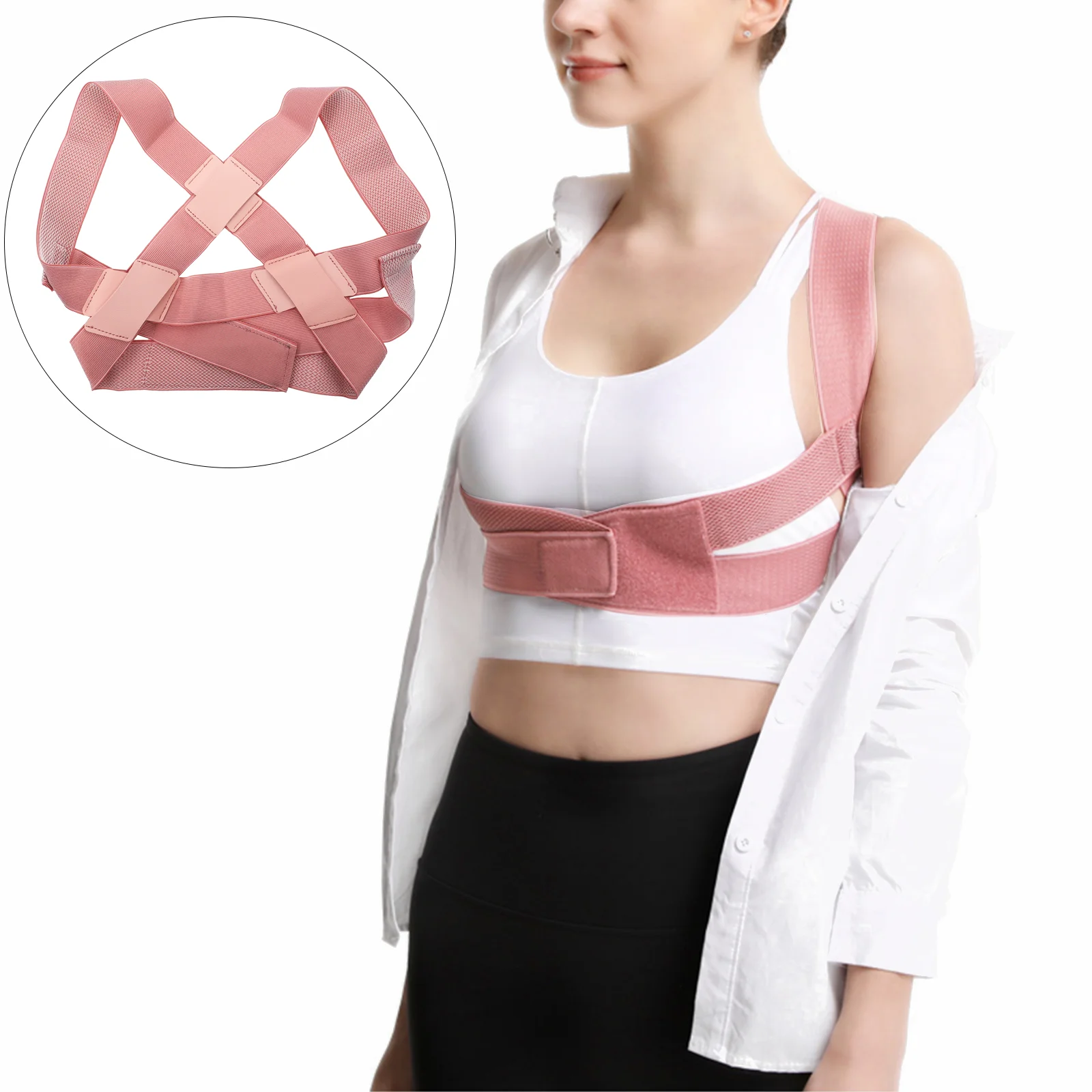 

1pc Universal Durable Adjustable Hunchback Brace Correction Belt Back Support Belt Posture Corrector for