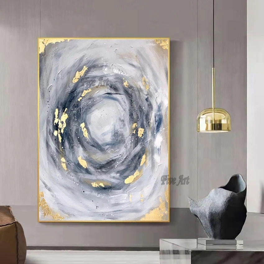 

Unframed Decoration Wall Art Drawing Gold Foil Modern Abstract Canvases Living Room Oil Paintings Interior Picture Home Artwork