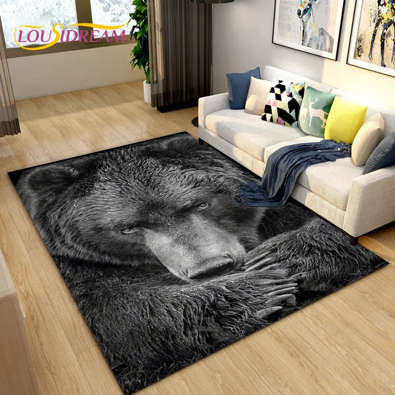 

Brown Bear Polar Bear Cartoon Area Rug,Carpet Rug for Living Room Bedroom Sofa Doormat Kitchen Decoration,kid Non-slip Floor Mat