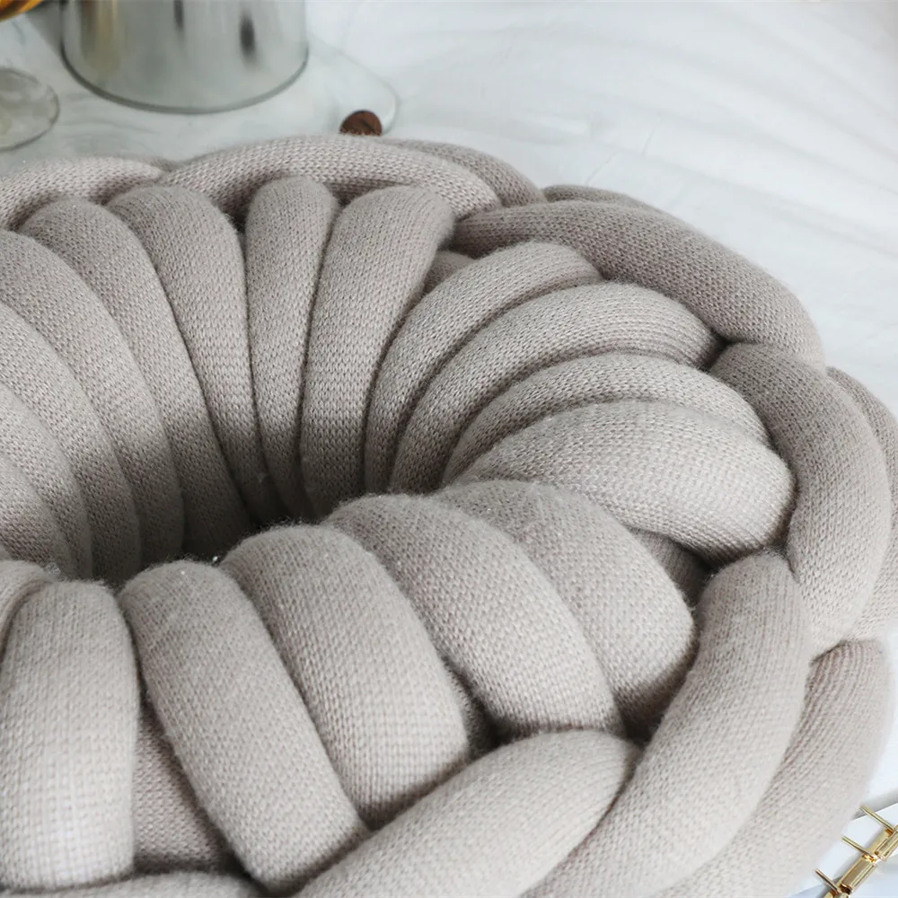 Подушка в форме пончика с узлом однотонная вязаная подушка на сиденье 39x39 см для