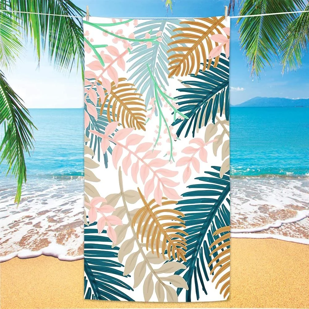 

Sand Free Quicky-dry Microfiber Bath Towels Tropical Plants Printed Beach Towel Portable Swimming Towels Blanket Beach Cover Up
