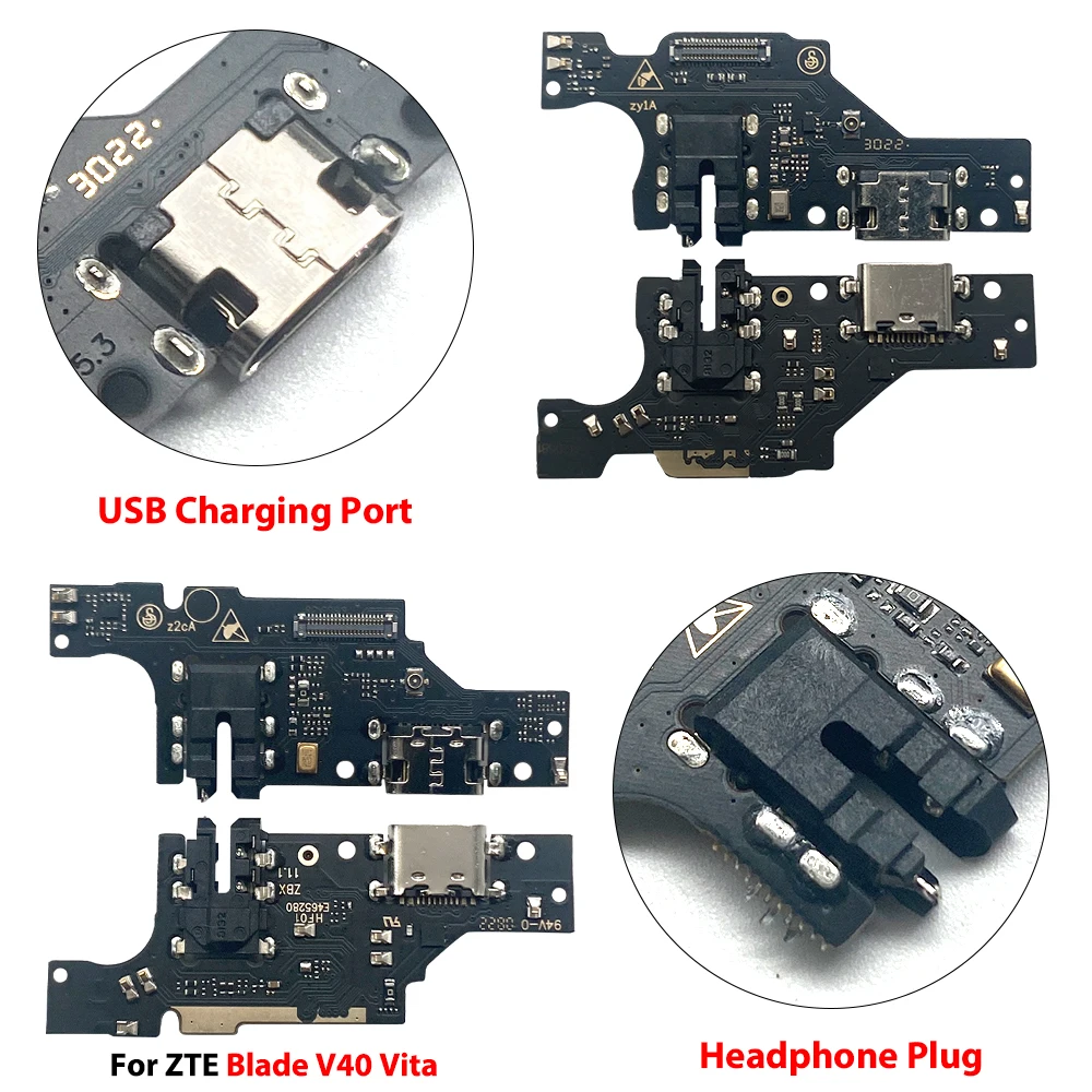 Фото Плата USB-порта для зарядки с гибким разъемом и модулем микрофона для ZTE Blade V Smart V40 V50 V60 V70 V2020 Design Vita №3