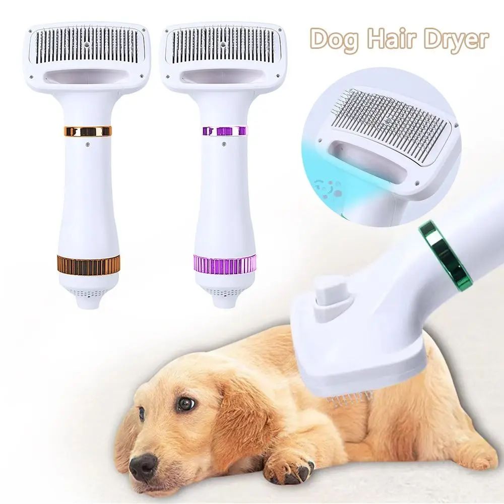 

Lightweight 2 in 1 With Slicker Brush Grooming Pet Hair Comb Dog Hair Dryer Furry Drying Blower One-Button Hair Removal
