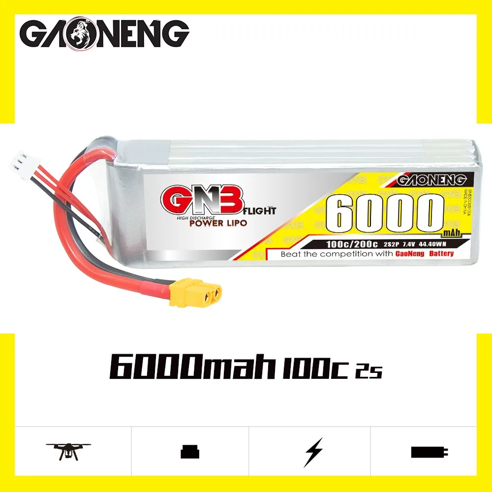 Gaoneng GNB 2S2P 7.4V 6000mAh 100C Lipo XT90S