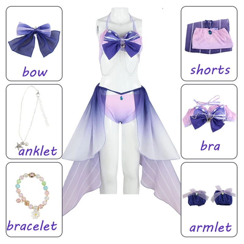 

Купальник для косплея Game Genshin Impact Kokomi, купальник для косплея Sangonomiya Kokomi, сексуальный женский костюм, летний костюм