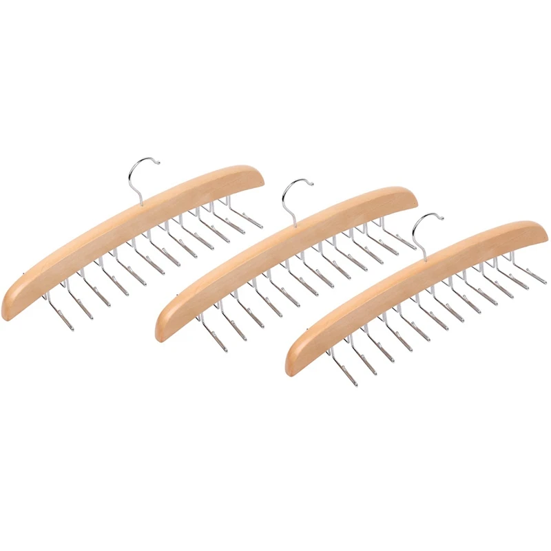 

New Tank Top Hanger, Bra Hanger With Premium Wood, 24 Hooks, 360Degree Rotating Foldable Metal Hook, Closet Organizer
