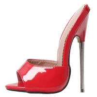 jialuowei 18cm super high heel slippers sexy peep toe metal heels women pumps shoes big size 36 46