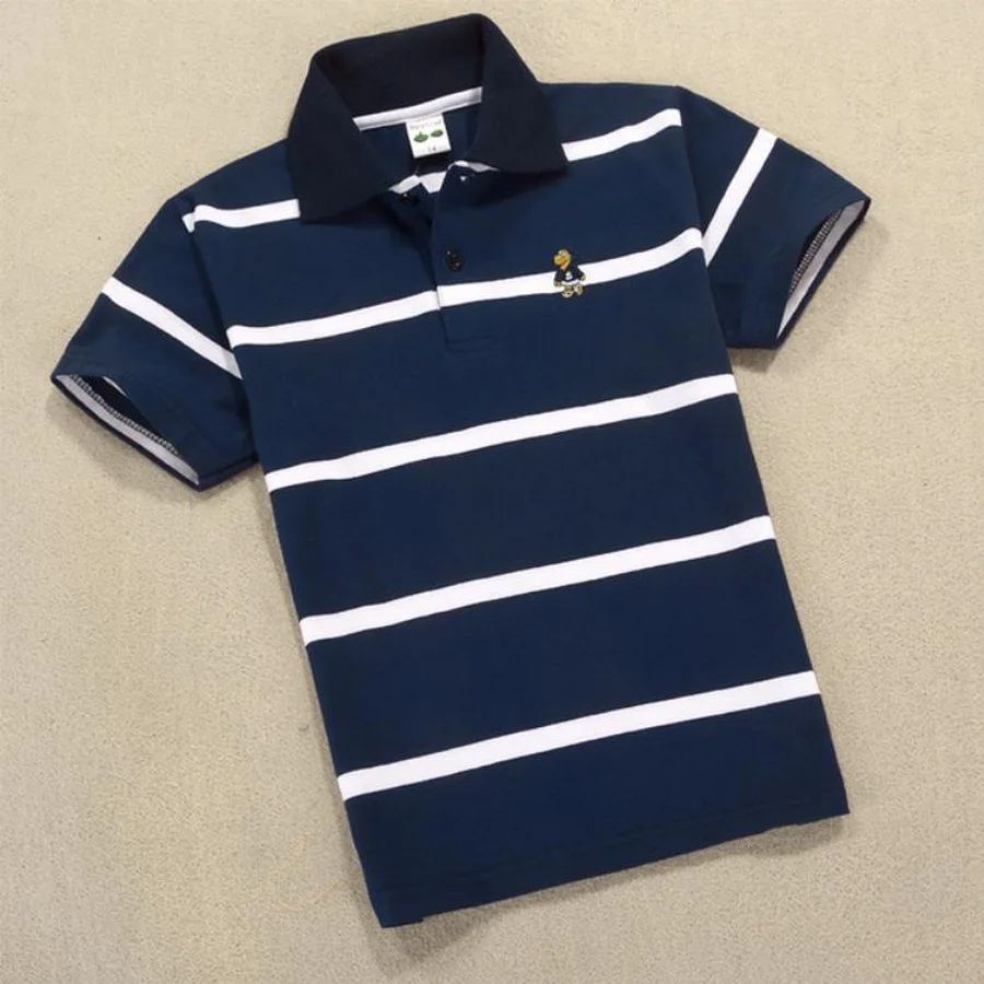 

3-14 Years Boys Teens Short Sleeve Shirt Little Girl Polo Shirts Tops 2022 Summer Fashion Cartoon Bear Embroidery School Clothes