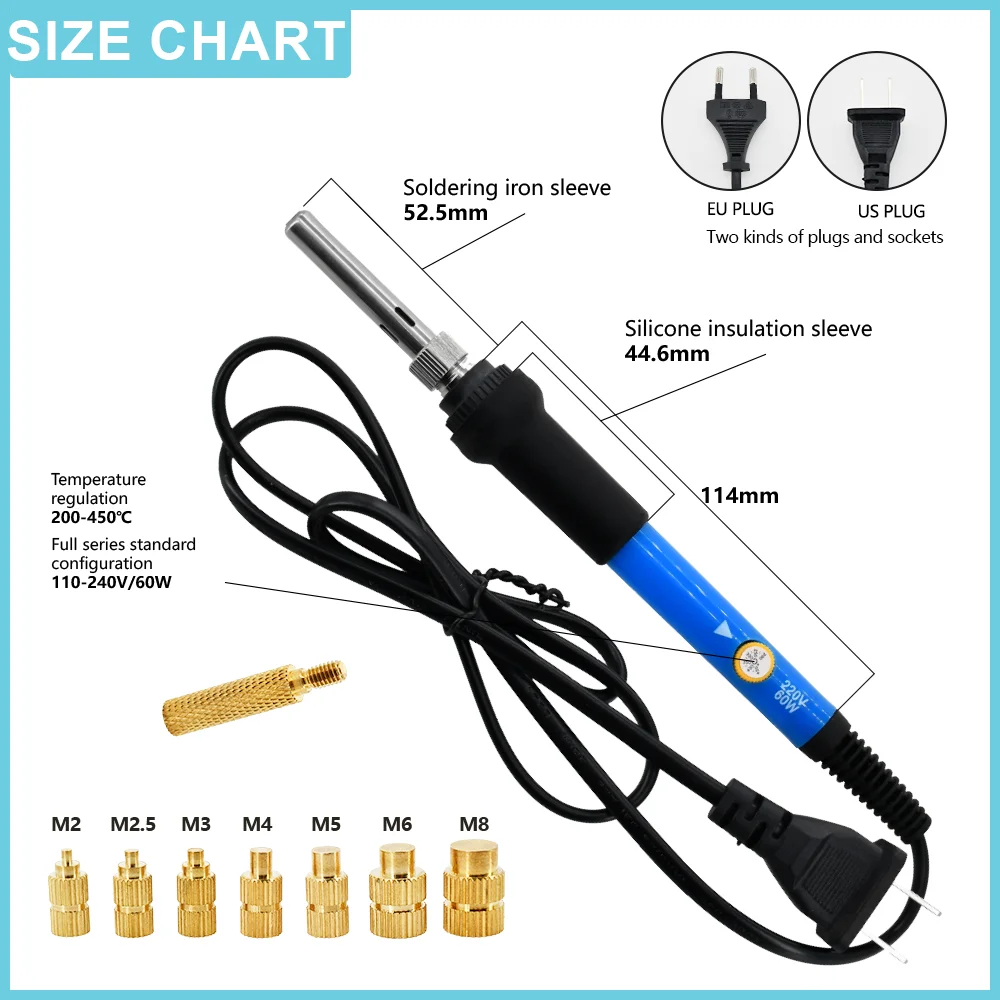 Горячеплавкий инструмент для наконечников железа M2 M2.5 M3 M4 M5 M6 M8 набор