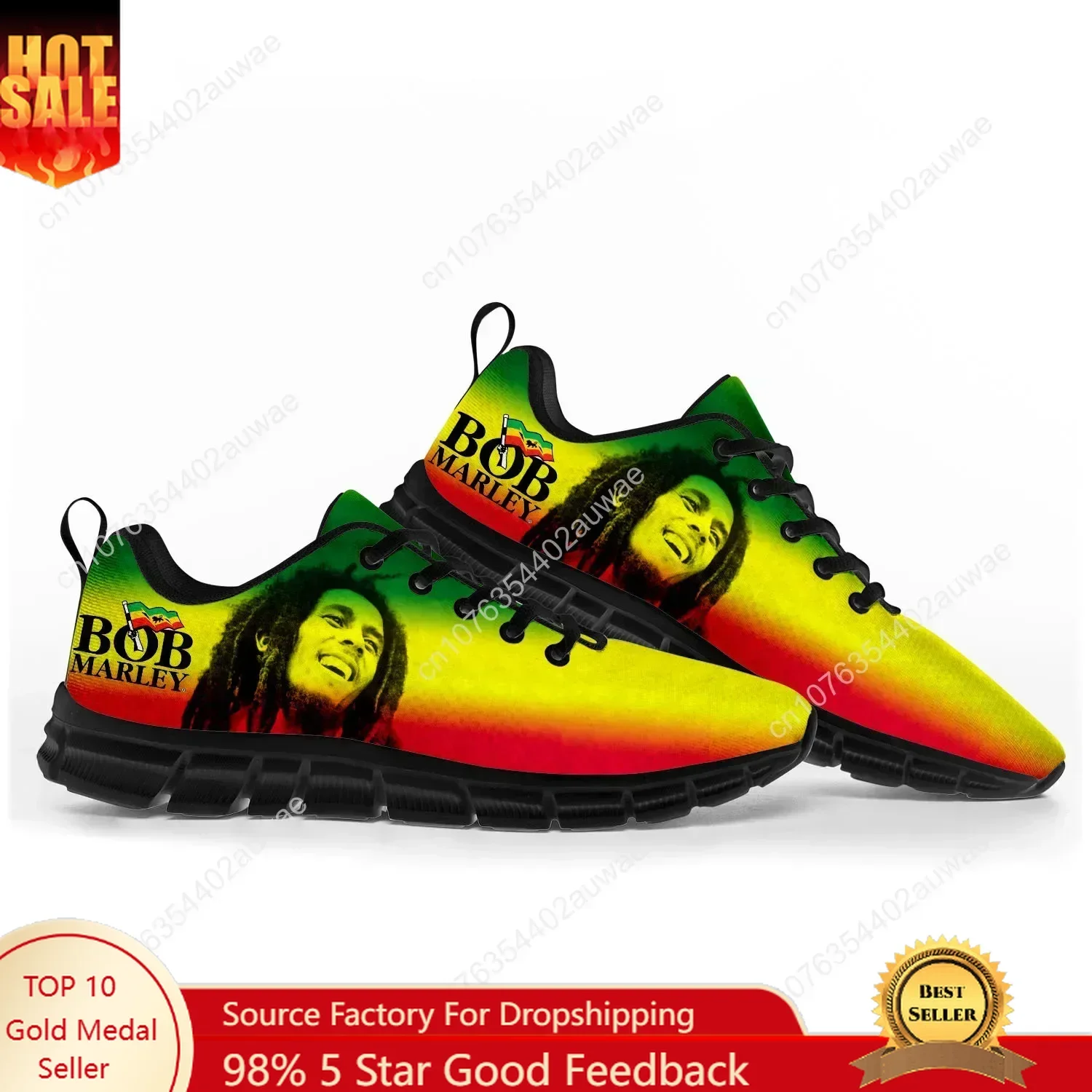 Фото Bob Marley Reggae Rasta Music Singer Спортивная обувь Мужские женские подростковые детские кроссовки Повседневная обувь высокого качества на заказ №1