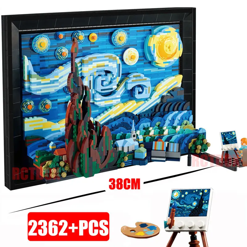 

Compatible 21333 Vincent Van Gogh The Starry Night Building Blocks Art Painting Bricks Moc Ideas Home Decorae Education Toy Gift