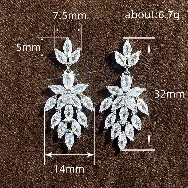 Huitan роскошные свадебные серьги для невесты Bling Marquise Кристалл Кубический цирконий