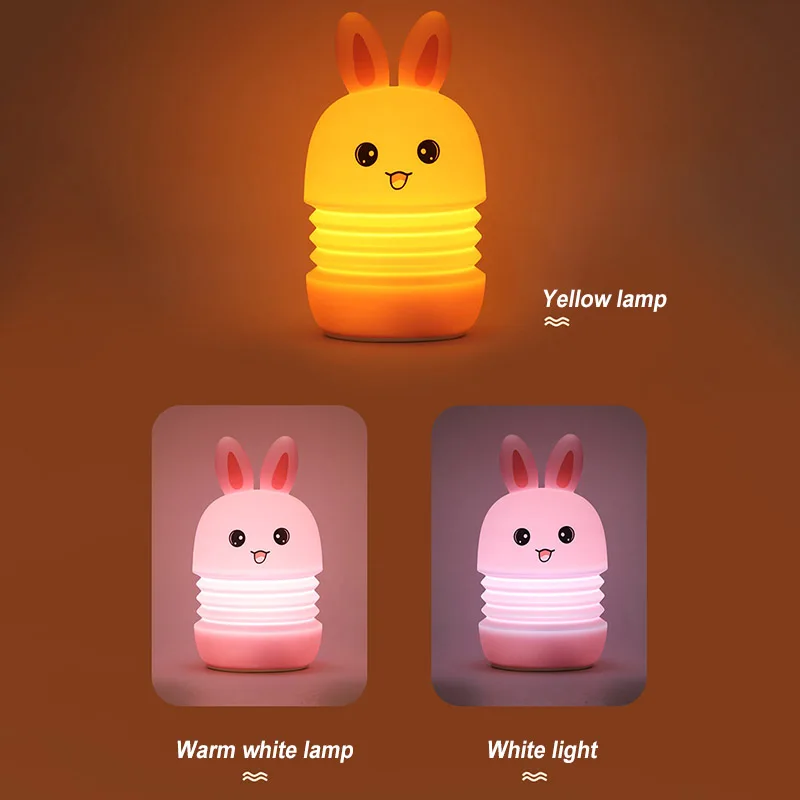 

Cartoon Night Light Scalable Soft Silicone Lamp Tap/sound Control Usb Gift For Kids Girls Cartoon Night Light